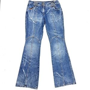 Dolce & Gabbana Vintage Y2K  Denim Motto Boot Leg Low Rise Jeans Size:28